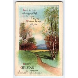 Vintage 1913 Christmas Postcard Scenic Landscape by Wolf & Co. Phila